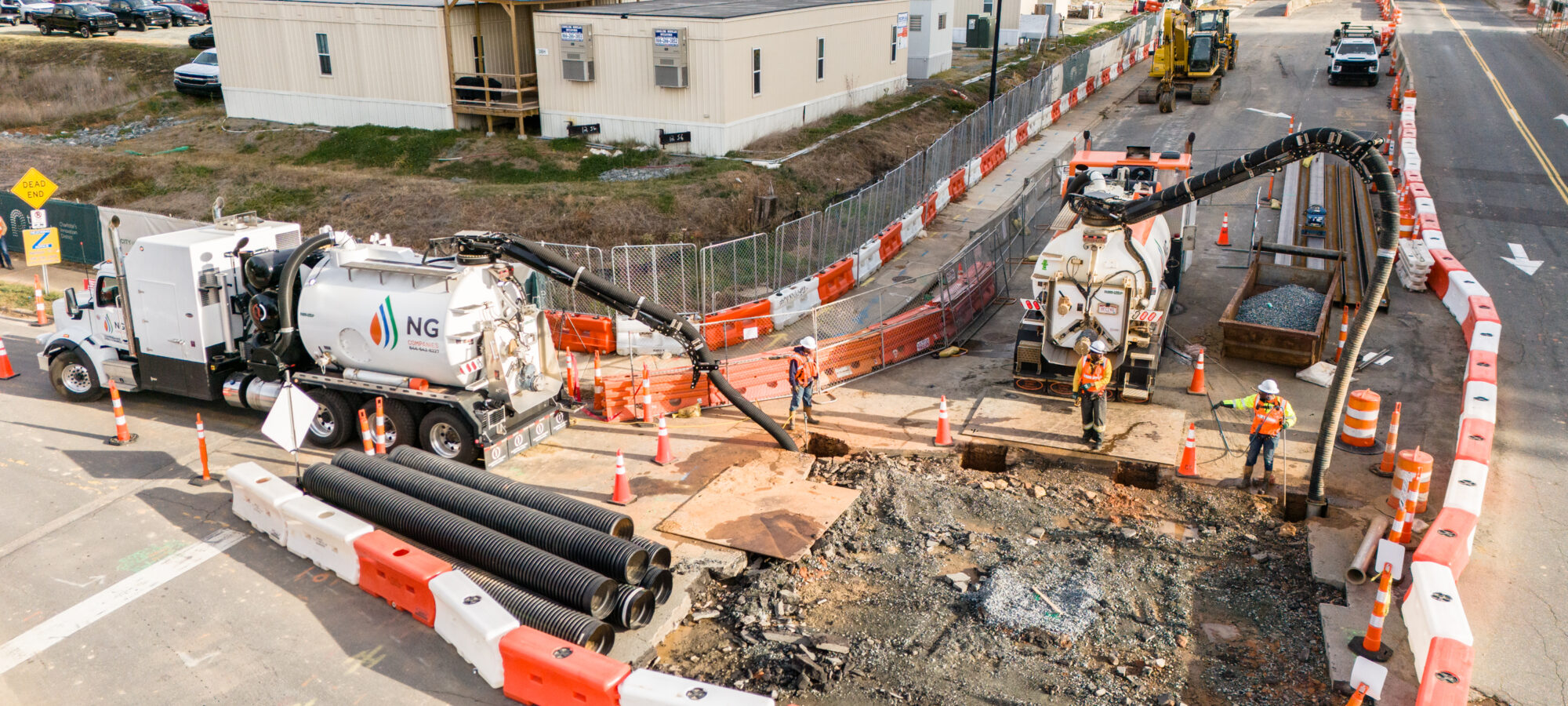 Hydrovac truck being utilized