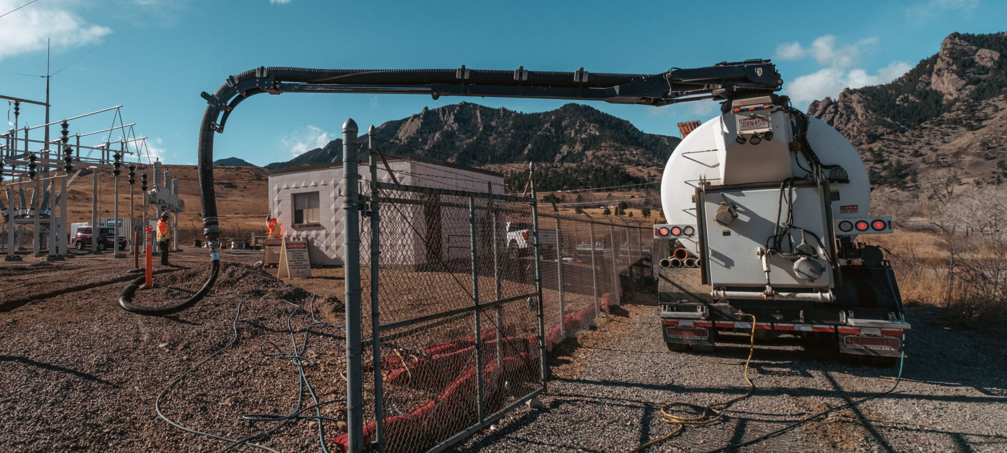 hydrovac truck performing vacuum excavation